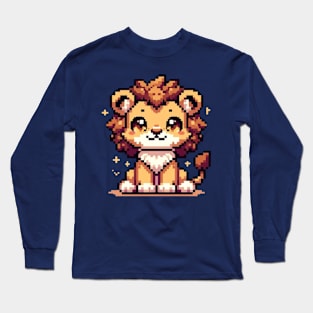 Cute Lion Pixel Art Long Sleeve T-Shirt